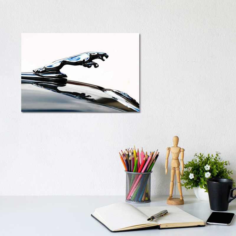 Jaguar Hood Ornament 1 Piece Wrapped Canvas Wall Art, 20.32 cm H x 30.48 cm W