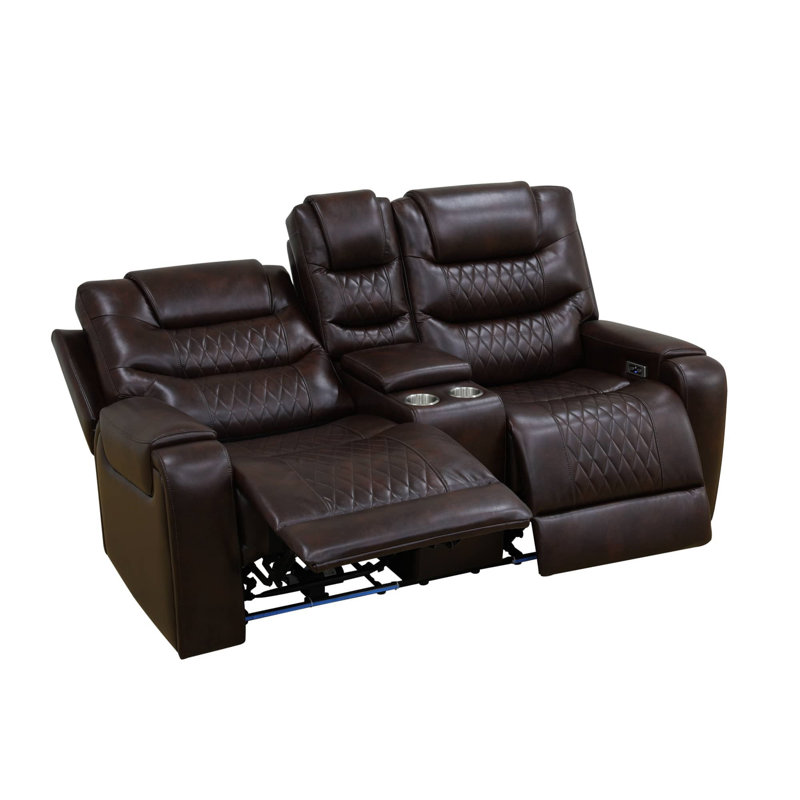 Deauville 74.5"OVERSIZED Power Reclining Upholstered Loveseat with Console