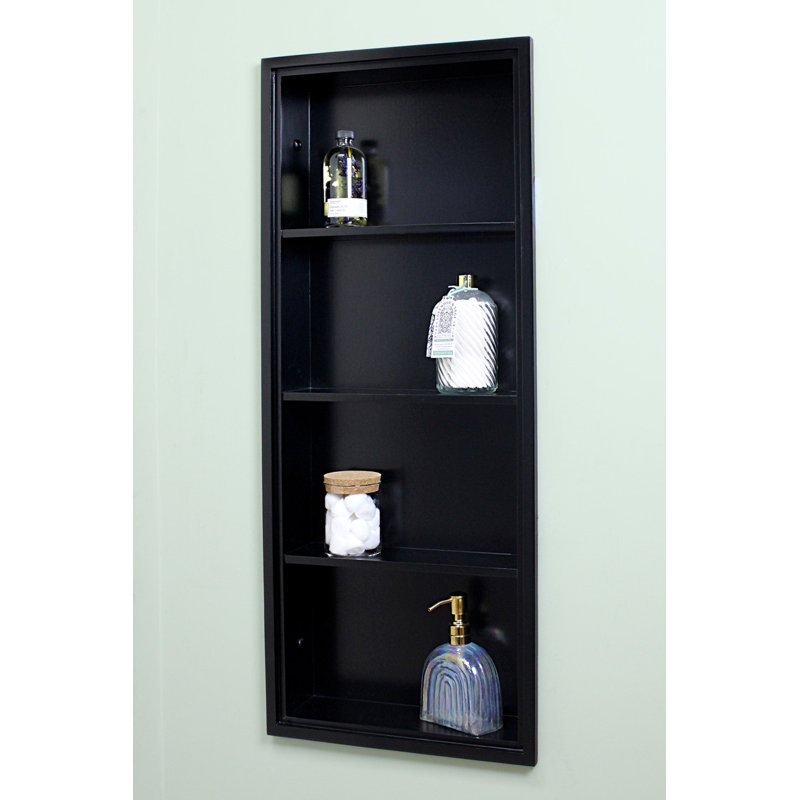 14X36 Sloane Recessed Wall Niche With Plain Back And Three Shelves, Black