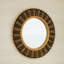 Miroir mural rond 23 po en bambou avec cordes en chanvre jaune clair et noir