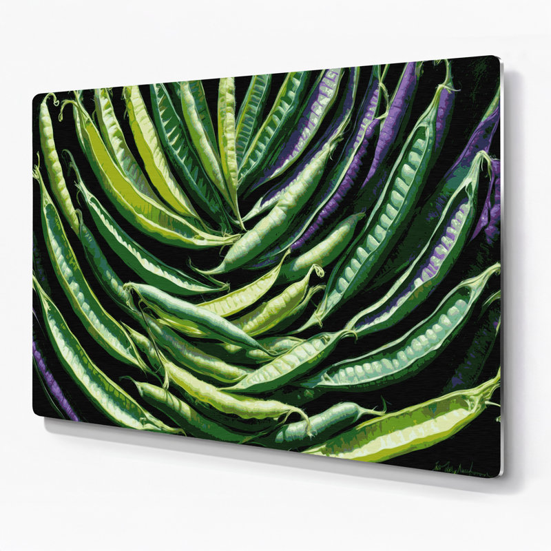 Art mural en métal légumes haricots à oreilles gris, H 11 po x l 14 po