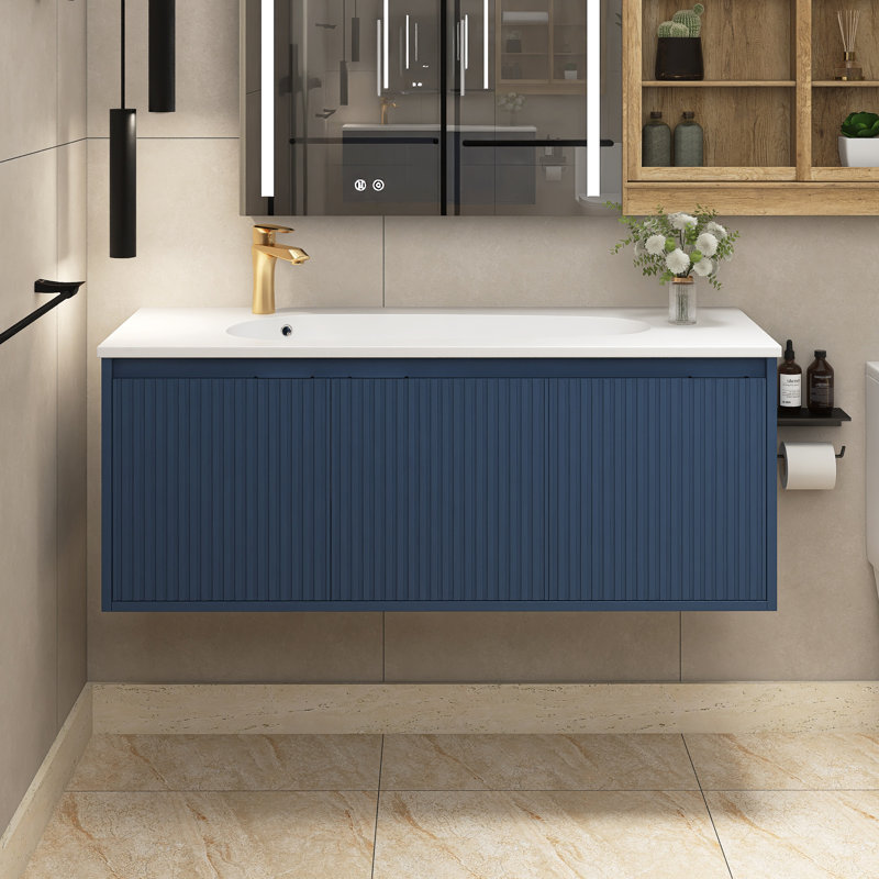 Meuble-lavabo simple 48 po avec plateau en résine Weslyn