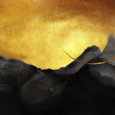 Coucher de soleil doré abstrait I