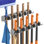 Ensemble de 2 porte-serpillières et porte-balais mural, support à outils antidérapant à 5 fentes, 6 crochets, gris