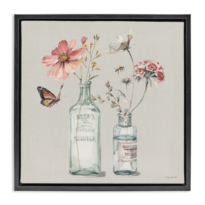Peinture de pot de fleur et papillon