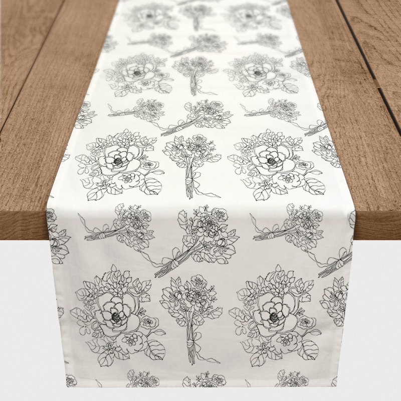 Chemin de table floral, Noir, 90 po x 16 po