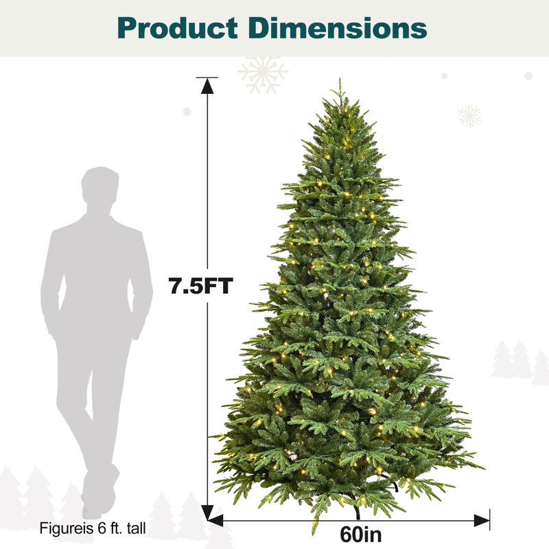 Arbre de Noël artificiel vert pré-éclairé, 7.5'