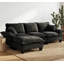 Canapé modulaire modulaire, canapé en L en forme de nuage avec conception de voilier, 1 repose-pieds mobile et 2 coussins moelleux inclus, chenille confortable pour le salon, noir-1825156458