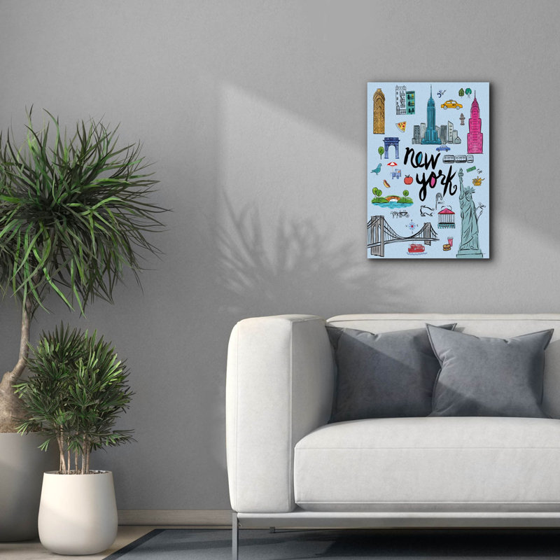 Toile épique Graffiti «Travel Nyc Blue» par Farida Zaman, 18 po x 26 po, H 26 po x l 18 po