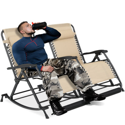 Barnabus Foldable Zero Gravity Chairs, Extra Wide Rocking Chairs Recliner with Headrest and Footrest