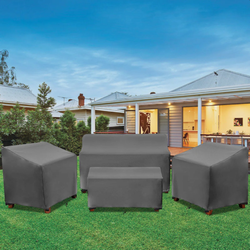 Ensemble de conversation pour terrasse 4 pièces imperméable 210D, protecteur d'extérieur résistant aux rayons UV pour causeuse
