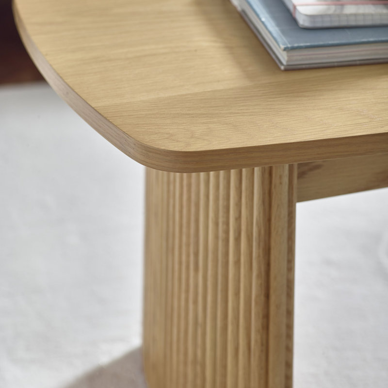 Auman Fluted Compact Coffee Table, Light Oak
