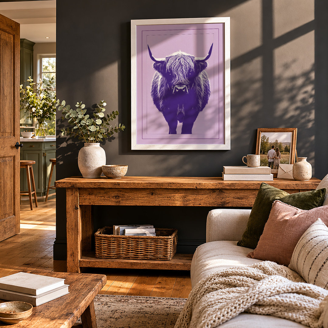 Highland Cattle Portrait Modern - Framed Print
