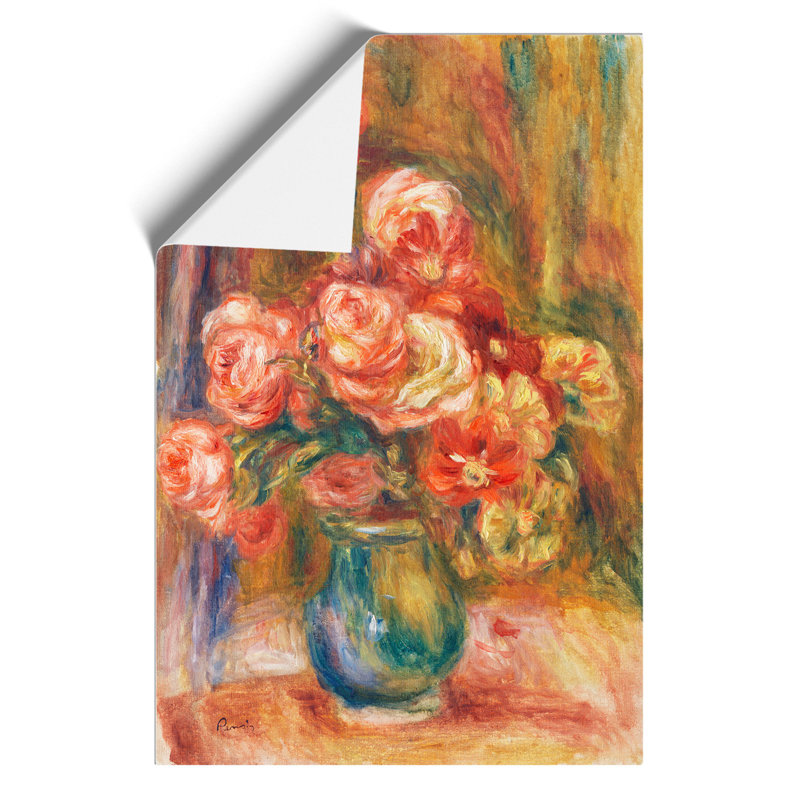 Vase of Roses by Pierre Auguste Renoir - Frameless Print, 59cm H x 42cm W x 0.1cm D