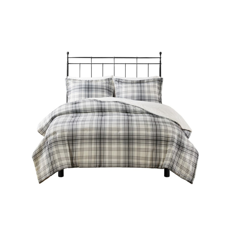 Cozy Faux Fur Bedding Sets, Polyester Comforter With Plaid Style For Home