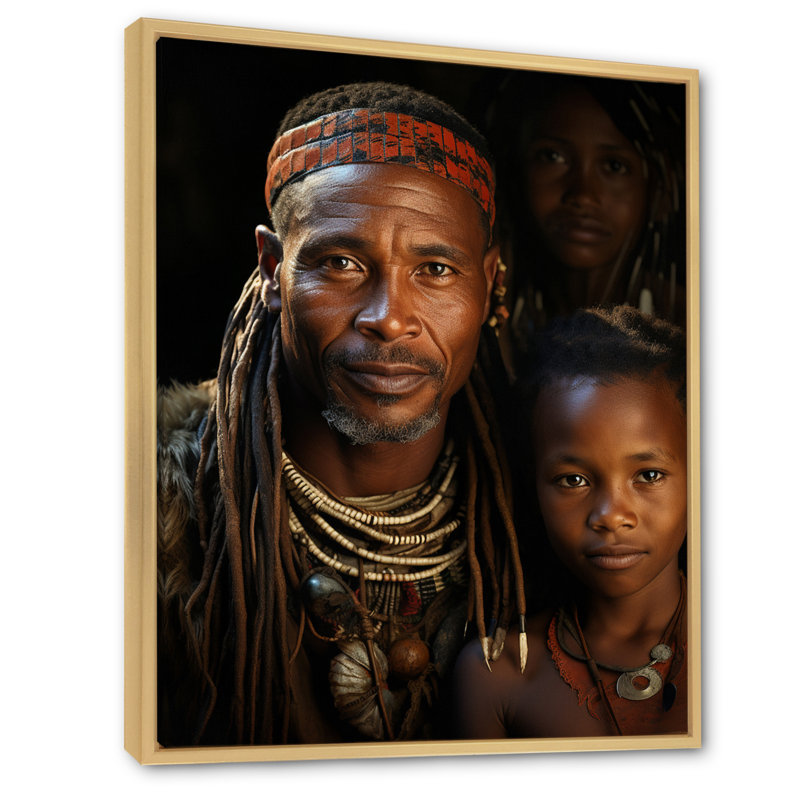 «Lachezara African Tribes Sanbushmen Southern II», reproduction sur toile, 40" H x 30" W, Cadre naturel flottant
