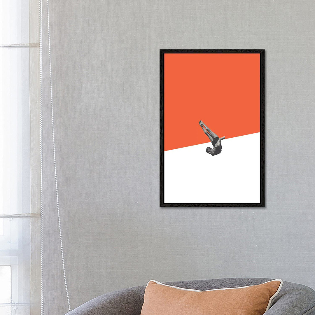 Taucher (Orange) von Richard Vergez - Galerie-verpackte Leinwand Giclée auf Leinwand