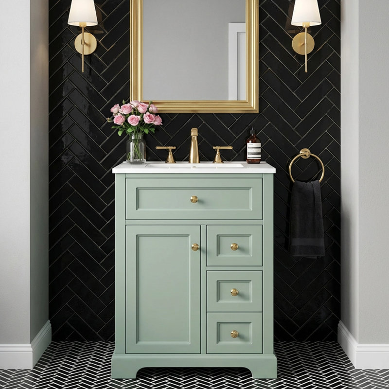 Meuble-lavabo 24 po avec lavabo, Vert