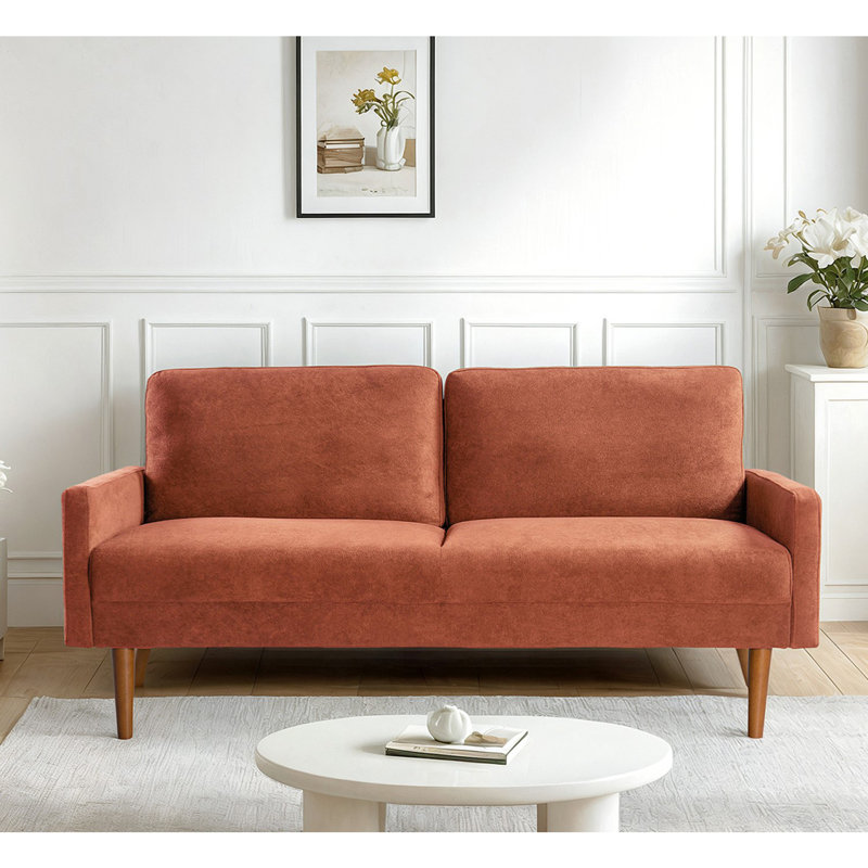 Modern design upholstered Sofa, Pumpkin Orange, 33.07" H x 67.32" W x 29.92" D