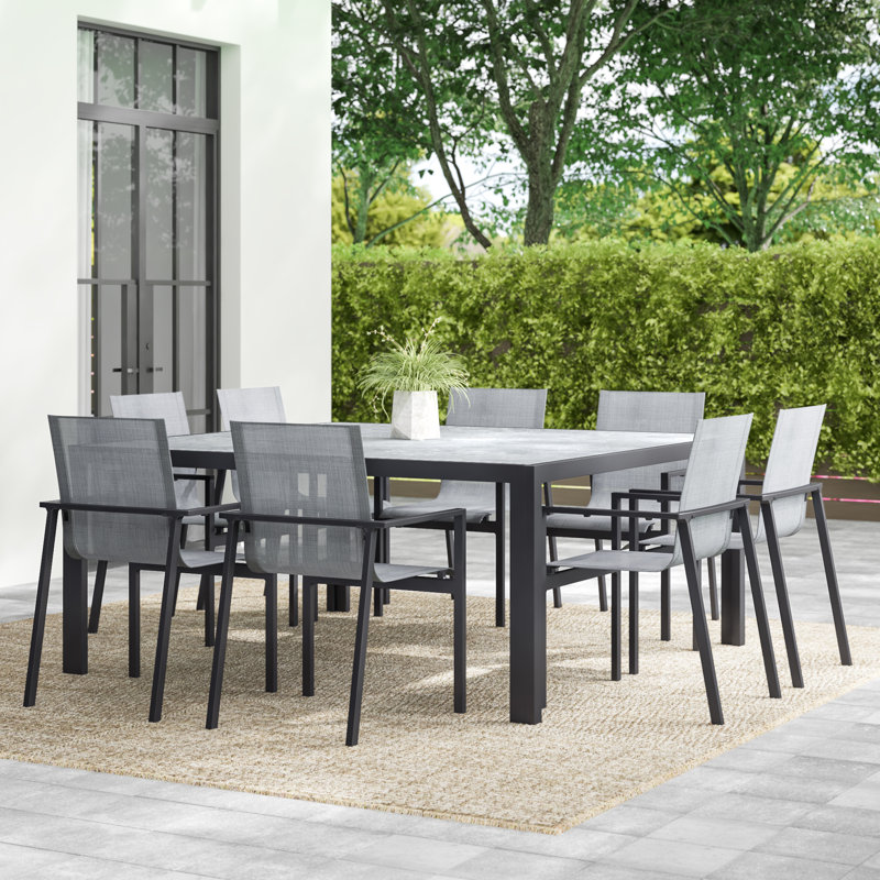 Placido Square 8 - Person 61' Long Dining Set, Ardoise