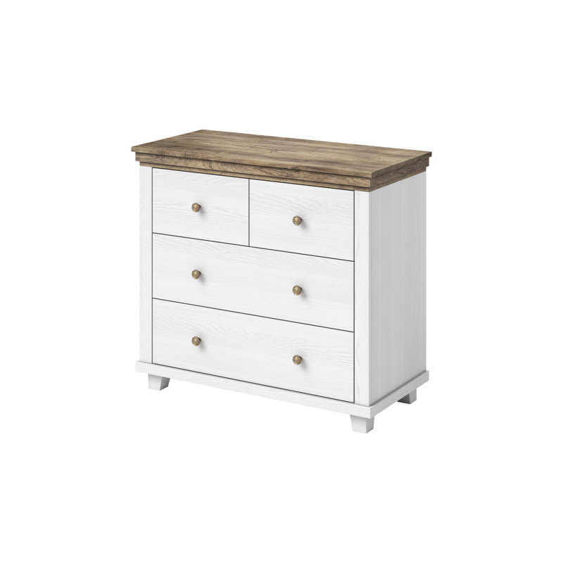 Sandidge 6 Drawer Highboard, Abisko Ash/Lefkas Oak, 81cm H x 90cm W x 42cm D