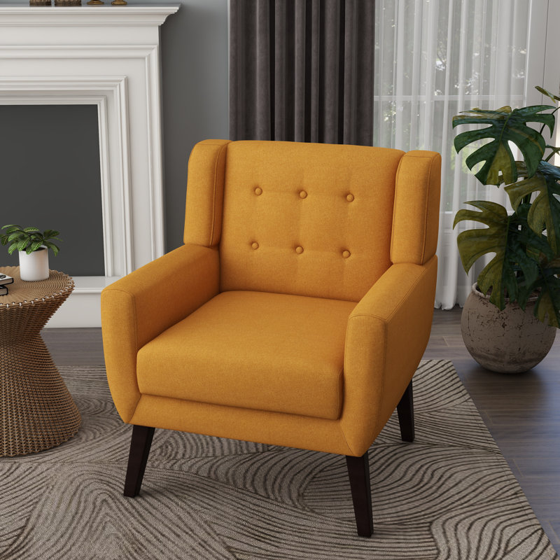 Fauteuil capitonné de 27,5 po de largeur Stephanny, Orange Linen Blend