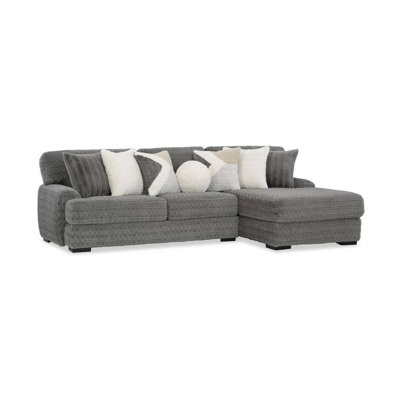 112.4" W Contemporary L-Shaped Sectional, Charcoal