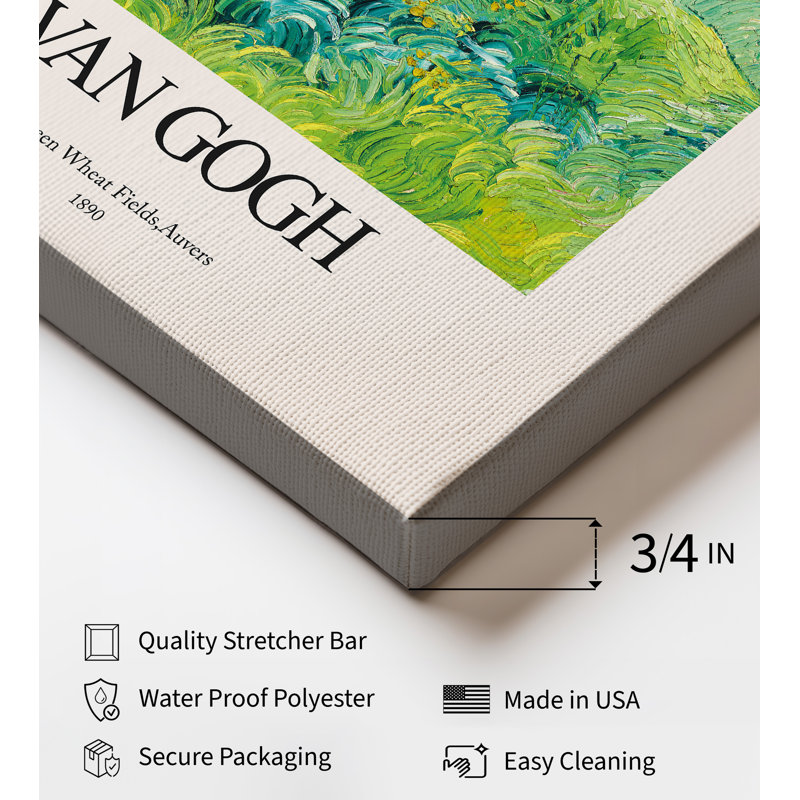Van Gogh - Champs de blé vert, Sans cadre, Canevas, H 16 po x l 20 po