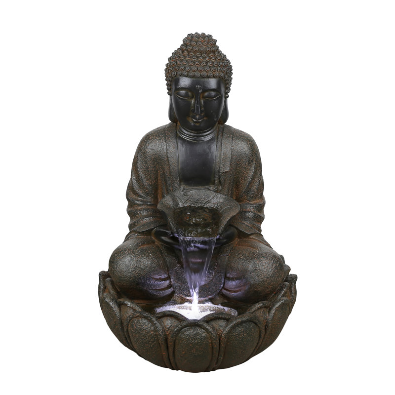 Fontaine bouddha de 22 pouces avec pompe écoénergétique et éclairage DEL