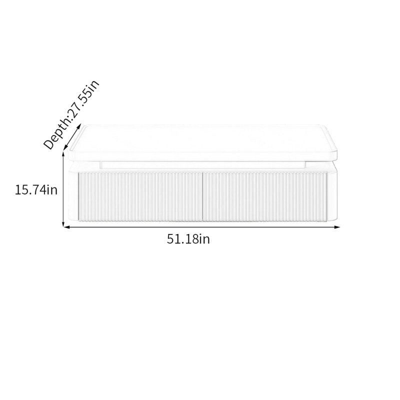 Table basse Emalea, 15.74" H x 51.18" L x 27.55" W, Blanc