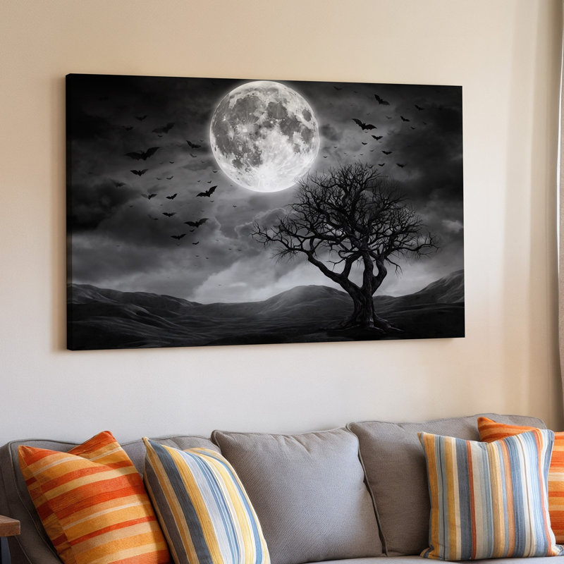 Reproduction d'art sur toile, "Une scène hantée dans une nuit noire", H 9 po x l 12 po