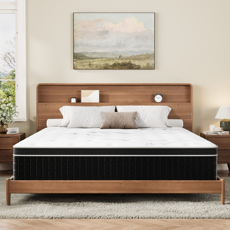 Matelas hybride moyen 12 po, mousse viscoélastique gélifiée et ressorts ensachés emballés individuellement, matelas rafraîchissant dans une boîte