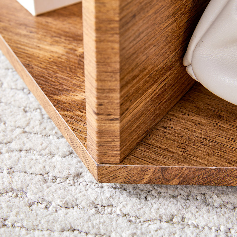 Table basse avec une forme hexagonale et des autocollants à motif distinctif - Un grand espace de rangement grâce à l'esthétique multi-design pour rehausser le décor moderne de la maison avec un rangement supplémentaire et une surface lisse