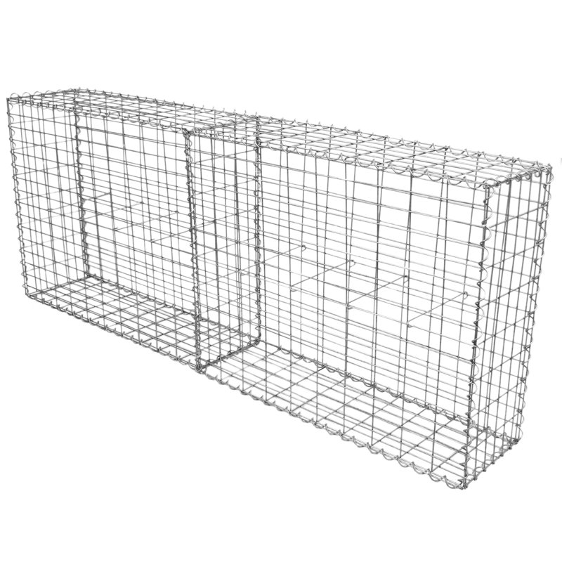 Agnetha 80cm H x 200cm W Silver Metal Gabion Wall
