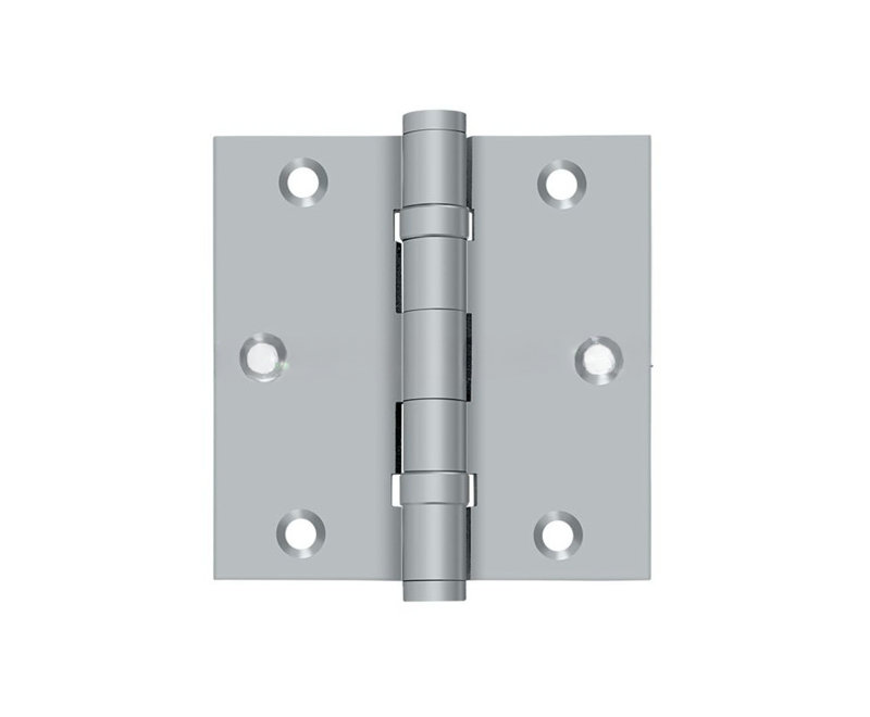 Deltana DSB35B26D charnière carrée 3-1 / 2 "x 3-1 / 2", roulement à billes en chrome brossé, Chrome brossé