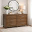 Commode large 6 tiroirs Cabal, poignées en étain vieilli, brun clair émaillé