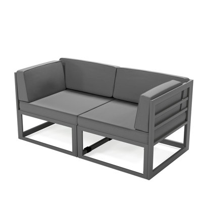 2-Piece Aluminum Outdoor Patio Sofa Corner Chair With Cushions (Set of 2)