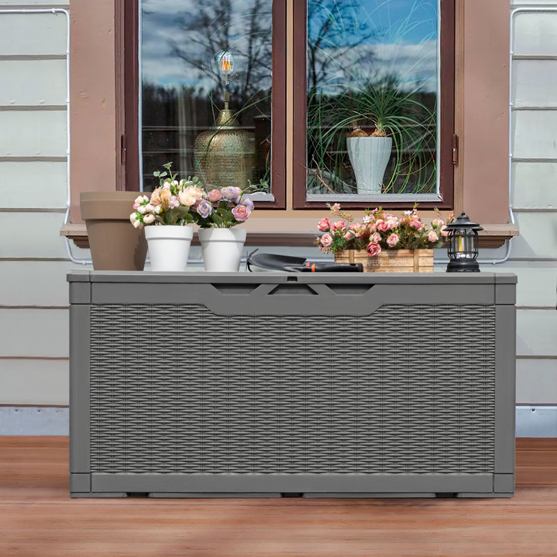 Boîte de rangement en plastique verrouillable noire Furmax, Gris