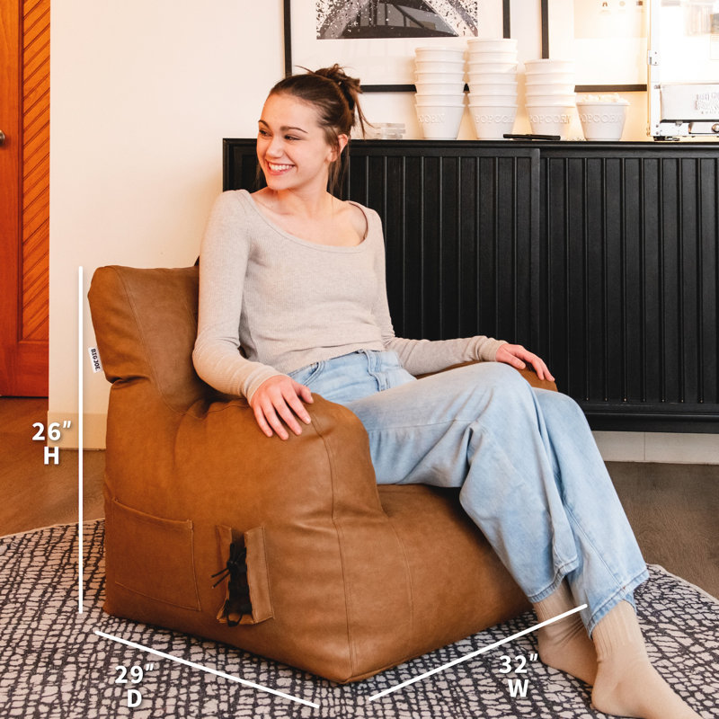 Big Joe Dorm Bean Bag Chair with Drink Holder and Pocket