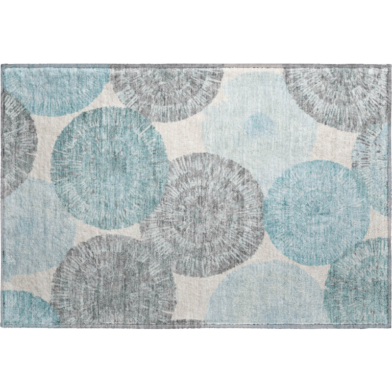 Premium Machine Washable Mayfield AMF2351 Abstract Rug, 1'8" x 2'6", Teal