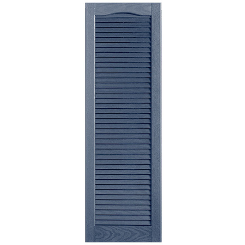 Paire de volets à persiennes cathédrale style pleine longueur ouverts, 69 po, 12 po, Bleu