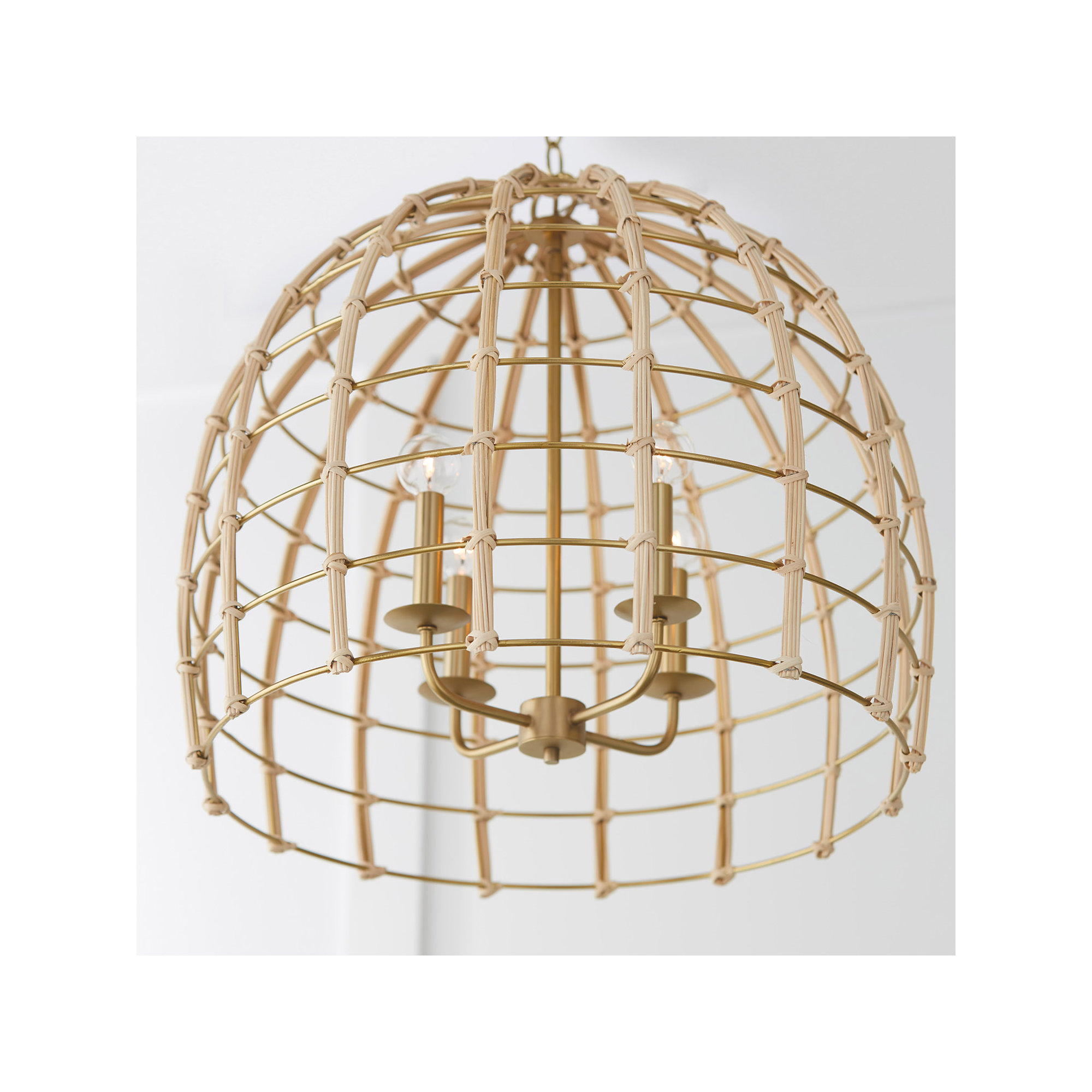 Almita 4 Light Rattan Dimmable Pendant, 23" W X 22" H