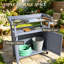 Banc de rempotage en bois de sapin avec plan de travail en aluminium Farmhouse