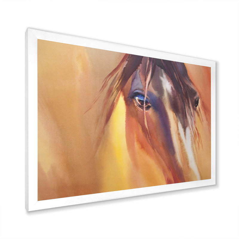«Foal Horse In The Meadow», peinture sur toile, H 34 po x l 44 po, Toile blanche avec cadre d'angle fermé