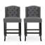 Ensemble de 2 tabourets de comptoir à oreilles capitonnés en tissu Vienna Vienna gris anthracite et brun foncé-728391450