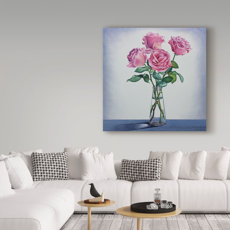 Winston Porter Pink Roses On Canvas Print | Wayfair