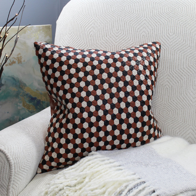 Geometric Feather Throw Pillow