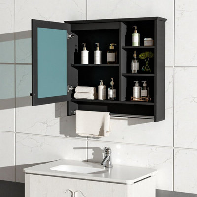 Armoire à pharmacie murale 2 en 1 à miroir avec tablette réglable et charnières à fermeture en douceur