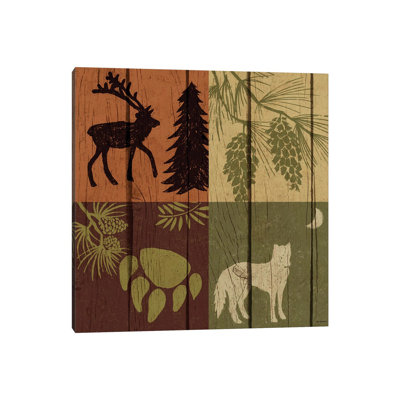 Lodge Four Pack 1 Piece Wrapped Canvas Wall Art