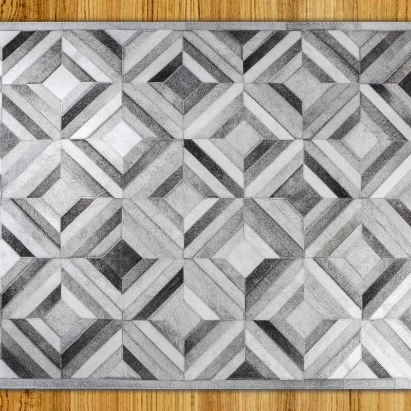 Tapis rectangulaire unique en cuir de vache Jessiana, Rectangle 8 pi x 10 pi